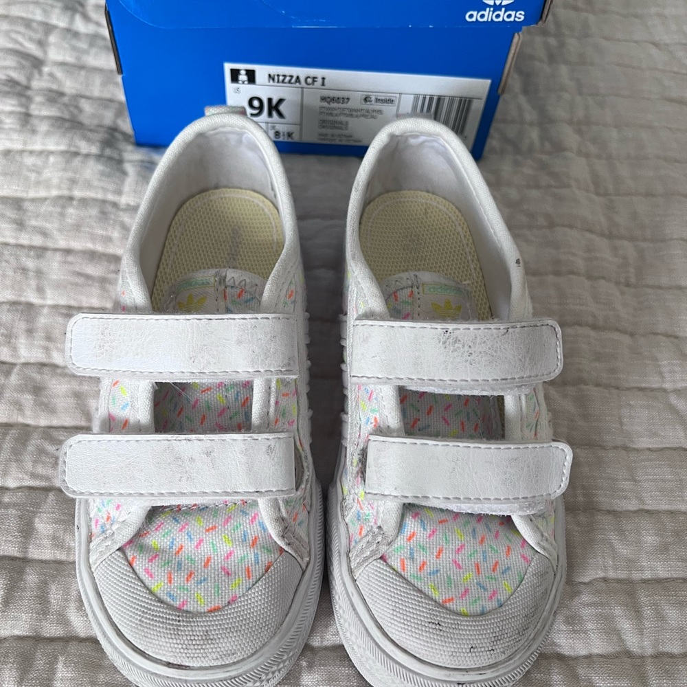 Adidas sneakers size 9 toddler. Velcro.